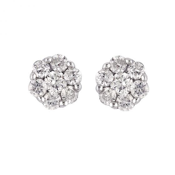 Diamond Cluster Earrings - 00024223 | Heming Diamond Jewellers | London