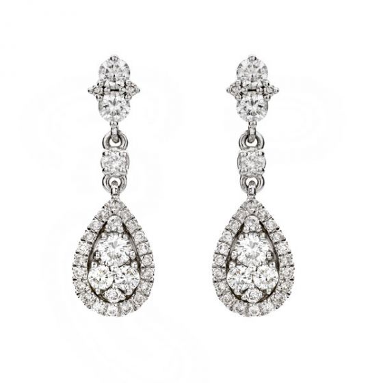 Diamond Drop Earrings - 00020852 | Heming Diamond Jewellers | London