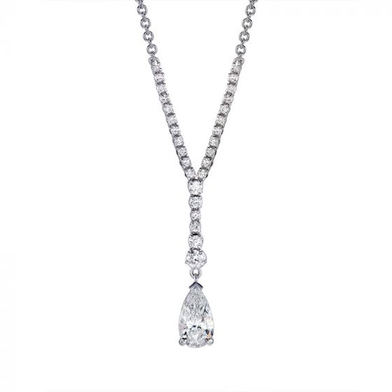 Diamond Drop Pendant - 00022064 | Heming Diamond Jewellers | London