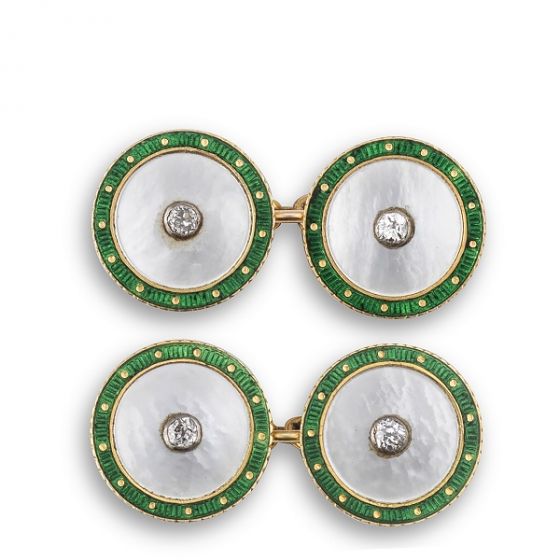 Diamond & Enamel Cufflinks - 02024107 | Heming Diamond Jewellers | London