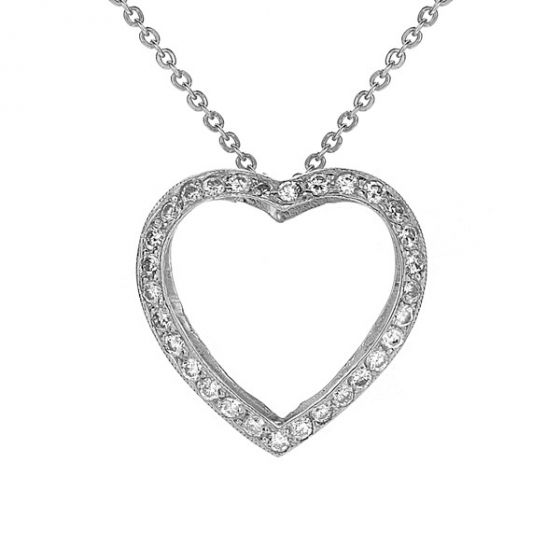 Diamond Heart Pendant - 00021258 | Heming Diamond Jewellers | London