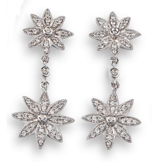 Diamond Star Drop Earrings - 00024848 | Heming Diamond Jewellers | London