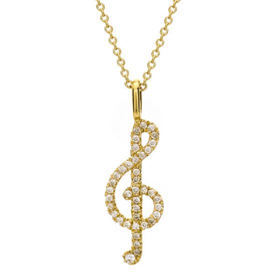 Diamond Treble Clef Pendant - 00020853 | Heming Diamond Jewellers | London