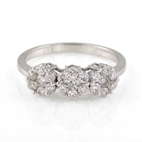 Diamond Triple Cluster Ring - 00021135 | Heming Diamond Jewellers | London