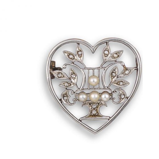 Edwardian Heart Shaped Brooch - 02024098 | Heming Diamond Jewellers | London