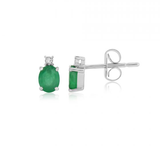 Emerald and Diamond Earrings - 00025069 | Heming Diamond Jewellers | London