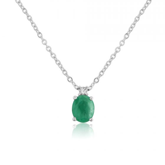 Emerald and Diamond Pendant - 00025068 | Heming Diamond Jewellers | London