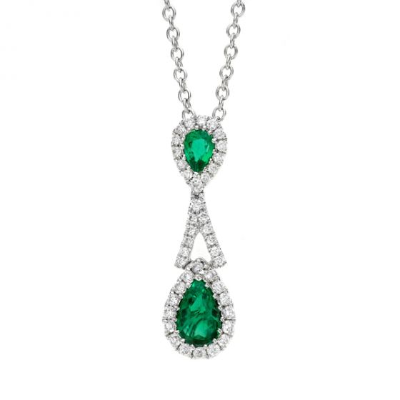 Emerald & Diamond Pendant - 00020336 | Heming Diamond Jewellers | London