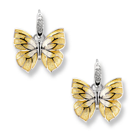 Enamel and Diamond Butterfly Earrings - 00021569 | Heming Diamond Jewellers | London