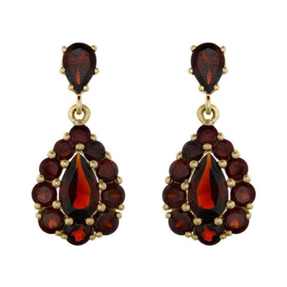 Garnet Drop Cluster Earrings - 00020002 | Heming Diamond Jewellers | London