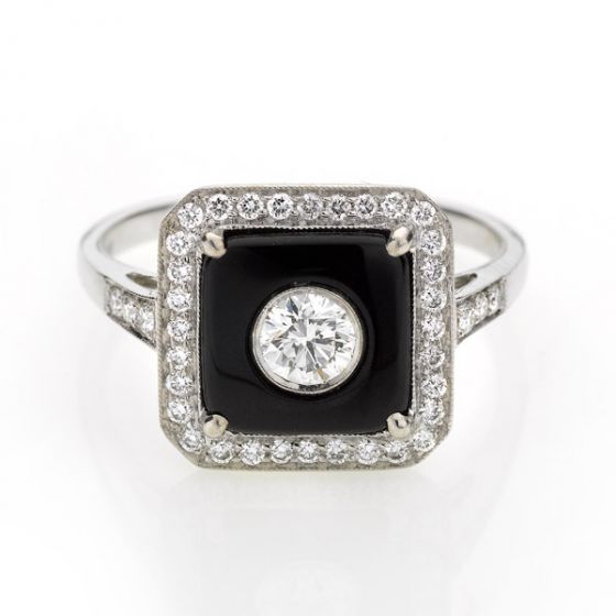 Onyx & Diamond Dress Ring - 00020783 | Heming Diamond Jewellers | London