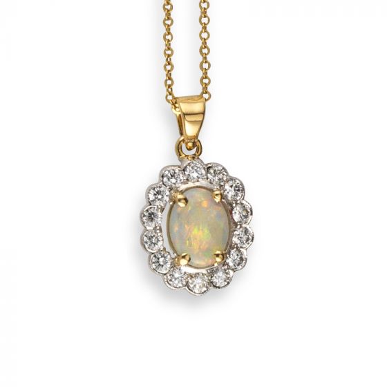 Opal & Diamond Pendant - 02021384 | Heming Diamond Jewellers | London