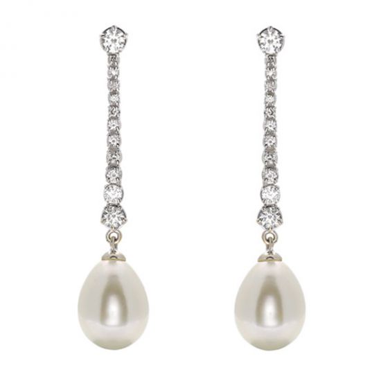 Pearl and Diamond Drop Earrings - 01025397 | Heming Diamond Jewellers | London