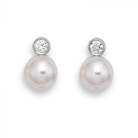 Pearl and Diamond Earrings - 02021020 | Heming Diamond Jewellers | London