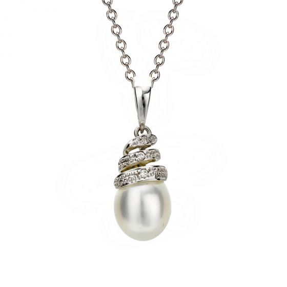 Pearl and Diamond Pendant - 00020978 | Heming Diamond Jewellers | London