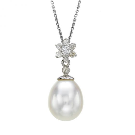 Pearl and Diamond Pendant - 00021483 | Heming Diamond Jewellers | London