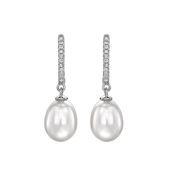 Pearl & Diamond Earrings - 00024151 | Heming Diamond Jewellers | London