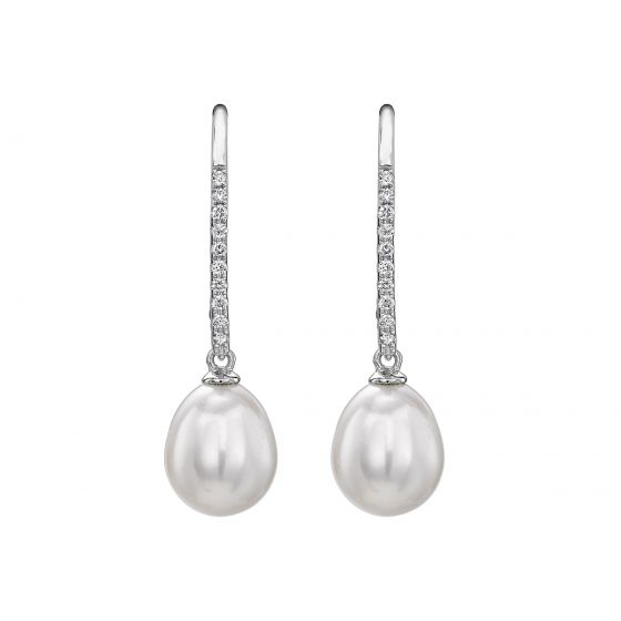 Pearl & Diamond Earrings - 00024153 | Heming Diamond Jewellers | London