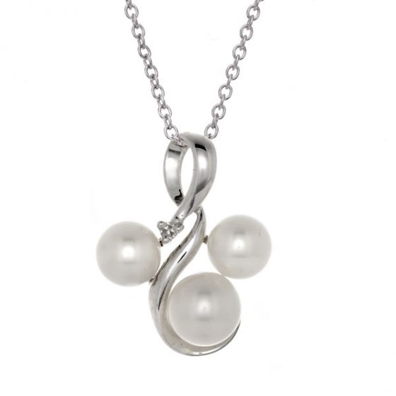 Pearl & Diamond Pendant - 00020024 | Heming Diamond Jewellers | London