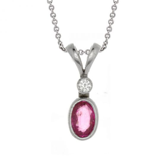 Pink Sapphire And Diamond Pendant - 00020017 | Heming Diamond Jewellers | London