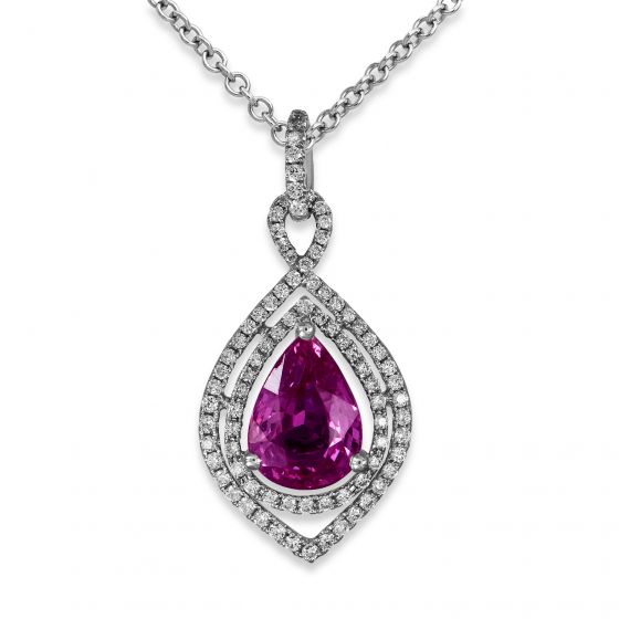 Pink Sapphire and Diamond Pendant - 02021442 | Heming Diamond Jewellers | London