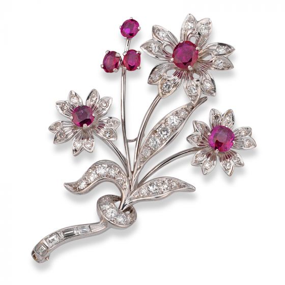 Ruby and Diamond Brooch - 02021166 | Heming Diamond Jewellers | London