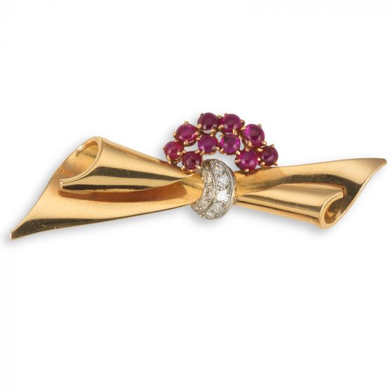 Ruby and Diamond Brooch - 03018285 | Heming Diamond Jewellers | London