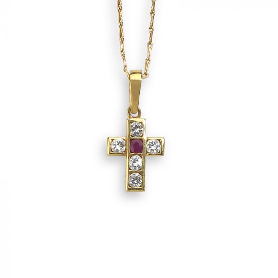 Ruby and Diamond Cross - 00021384 | Heming Diamond Jewellers | London