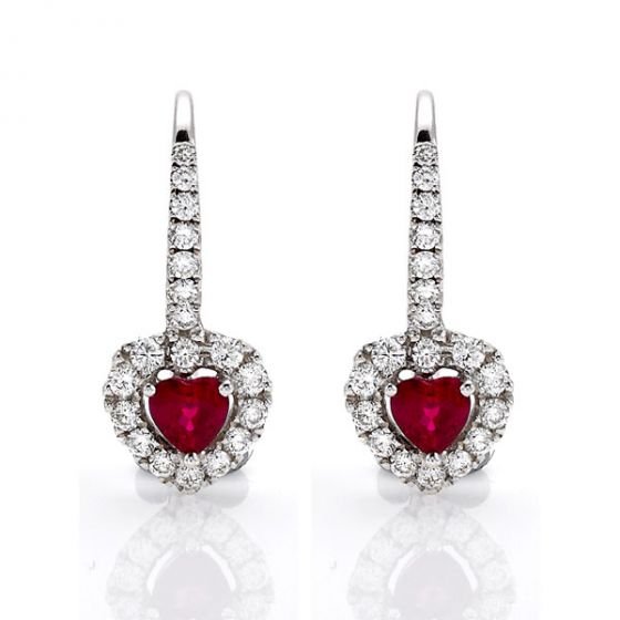 Ruby and Diamond Drop Earrings - 00019424 | Heming Diamond Jewellers | London