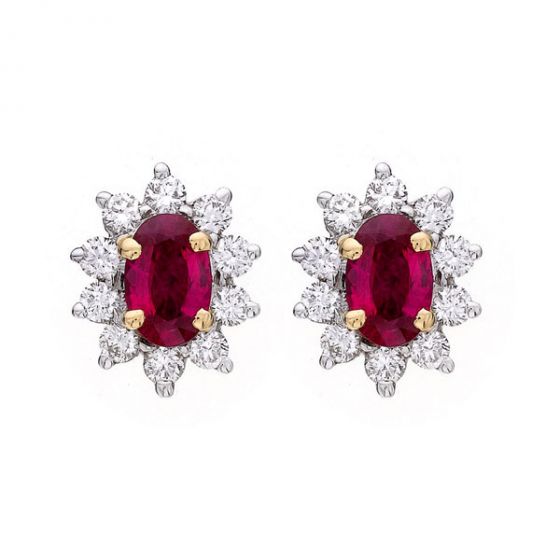 Ruby and Diamond Earrings - 00019736 | Heming Diamond Jewellers | London