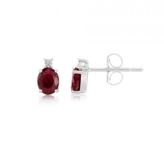 Ruby and Diamond Earrings - 00025070 | Heming Diamond Jewellers | London