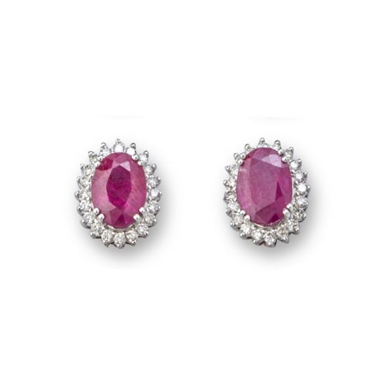 Ruby and Diamond Earrings - 00025361 | Heming Diamond Jewellers | London