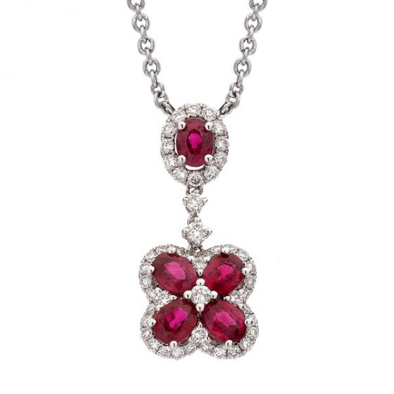 Ruby and Diamond Pendant - 00019727 | Heming Diamond Jewellers | London