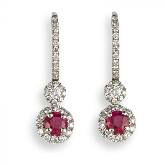 Ruby & Diamond Earrings - 02021246 | Heming Diamond Jewellers | London