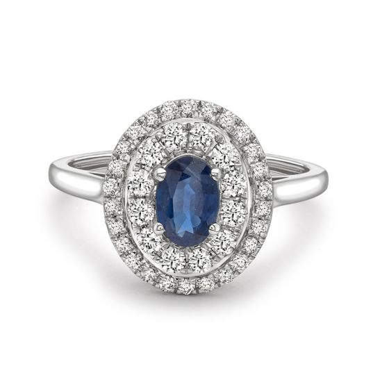 Sapphire and Diamond Cluster Ring - 00023001 | Heming Diamond Jewellers | London