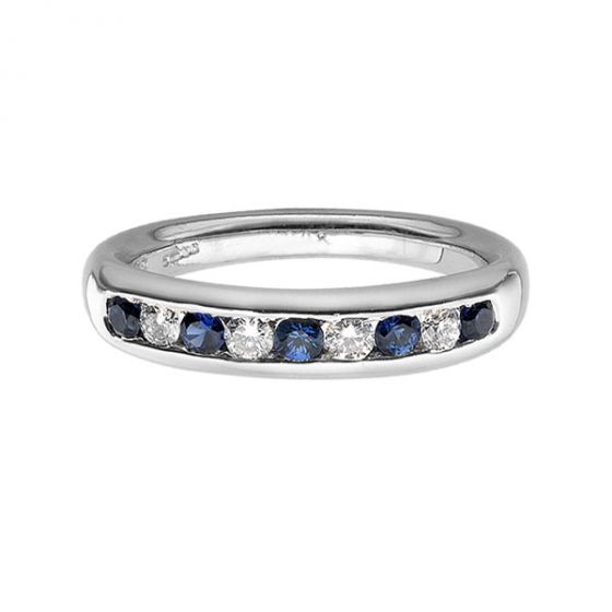 Sapphire and Diamond Half Eternity Ring - 00018707 | Heming Diamond Jewellers | London