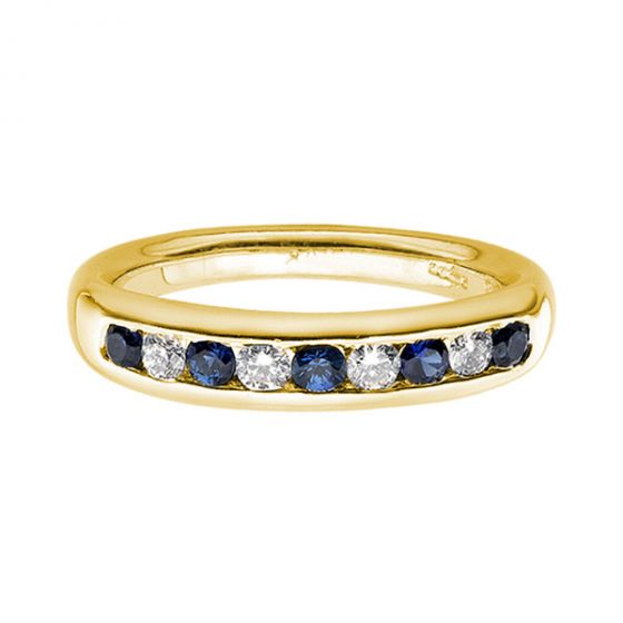 Sapphire and Diamond Half Eternity Ring - 00018709 | Heming Diamond Jewellers | London