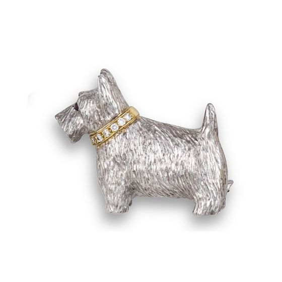 Scottie Dog Brooch - 02024137 | Heming Diamond Jewellers | London