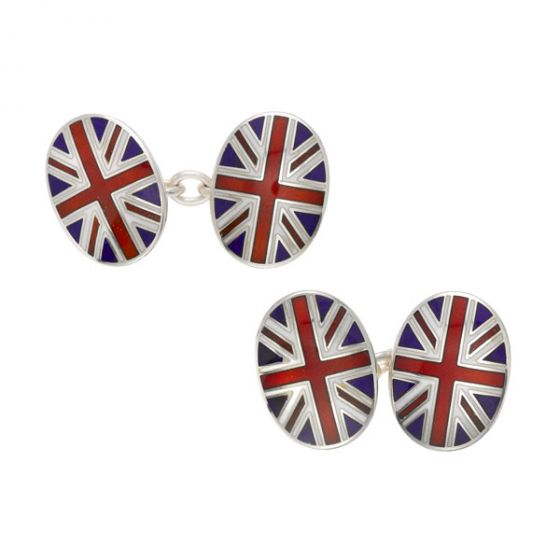 Silver and Enamel Cufflinks - 00020630 | Heming Diamond Jewellers | London