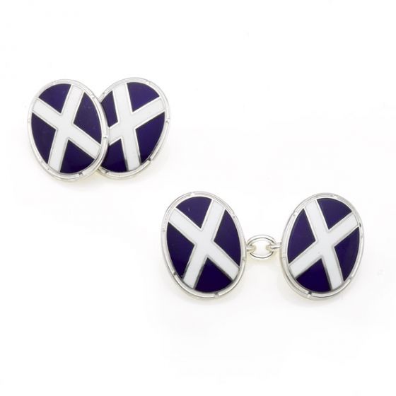 Sterling Silver and Enamel Cufflinks - 00020813 | Heming Diamond Jewellers | London