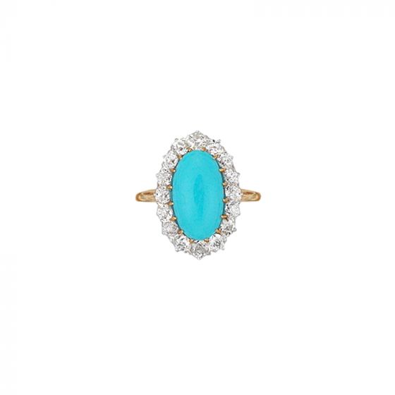 Turquoise and Diamond Cluster Ring - 03018233 | Heming Diamond Jewellers | London