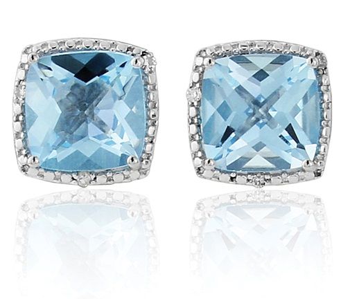 Blue Topaz and Diamond Cluster Earrings - 00024091 | Heming Diamond Jewellers | London