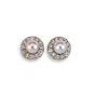 Pearl And Diamond Cluster Earrings