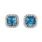 Aquamarine and Diamond Cluster Earrings - 00020554 | Heming Diamond Jewellers | London