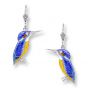Enamel and Diamond Kingfisher Drop Earrings - 00021564 | Heming Diamond Jewellers | London
