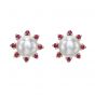 Pearl and Ruby Earrings - 00022216 | Heming Diamond Jewellers | London