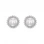 Pearl & Diamond Cluster Earrings - 00024150 | Heming Diamond Jewellers | London