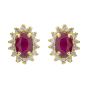 Ruby and Diamond Cluster Earriings - 00021070 | Heming Diamond Jewellers | London