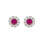 Ruby and diamond cluster earrings - 00021199 | Heming Diamond Jewellers | London