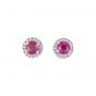 Ruby and Diamond Cluster Earrings - 00022715 | Heming Diamond Jewellers | London